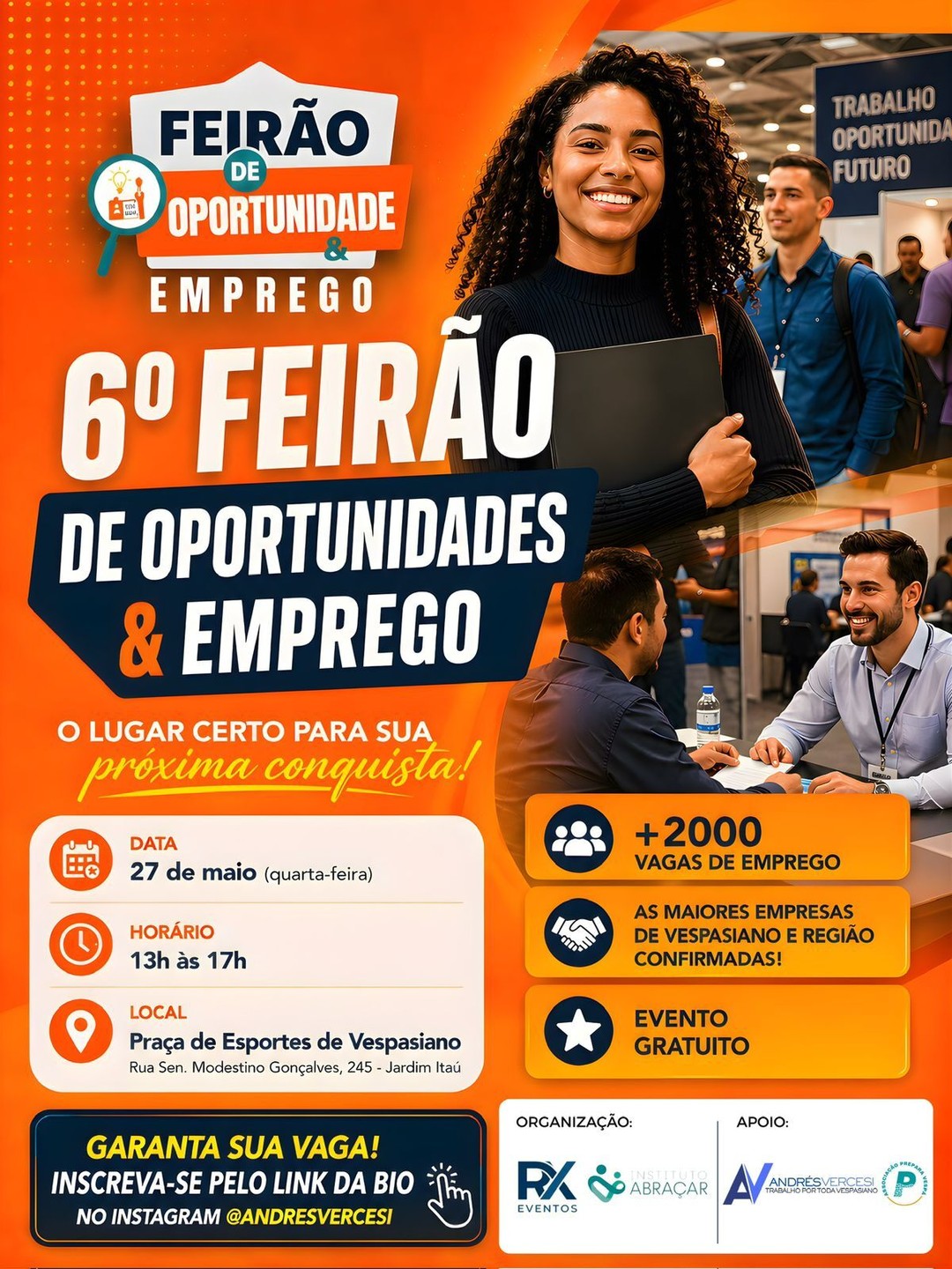 Feirão de Emprego oferece mais de 2 mil vagas em Vespasiano - Foto: Divulgação